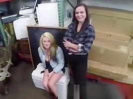 Lesbian Amateurs Strip For Pawn Cash On