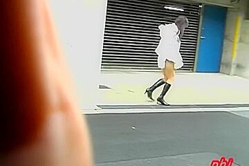 Look, there is a coin on the street hot ass skirt sharking