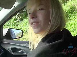 Lovely blonde with a pretty smile is having sex on the beach, with a handsome stranger