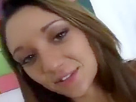 Lovely brunette college girl babe blowjob