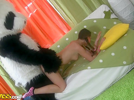 Lovely chick sucks and fucks a funny sex toy