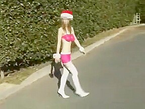 Low quality video of girl walking around nude with body paint