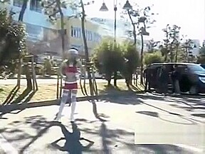 Low quality video of girl walking around nude with body paint