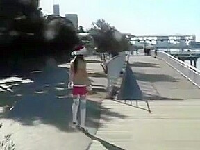 Low quality video of girl walking around nude with body paint