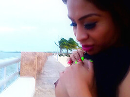 Mexican Tranny flashing in Cancun
