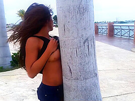 Mexican Tranny flashing in Cancun