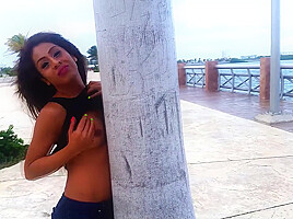 Mexican Tranny flashing in Cancun
