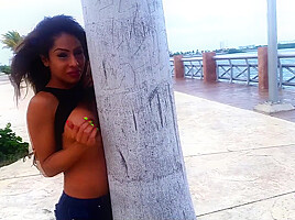 Mexican Tranny flashing in Cancun