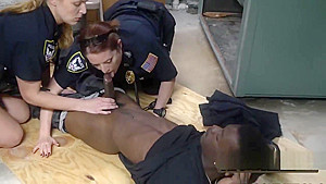 Milf cops make suspect eat their coochies before drilling them hard and deep