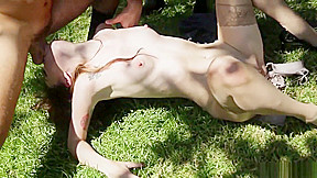 Misha Cross intense face fuck blowbang outdoors