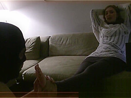 Mistress T playing with slave