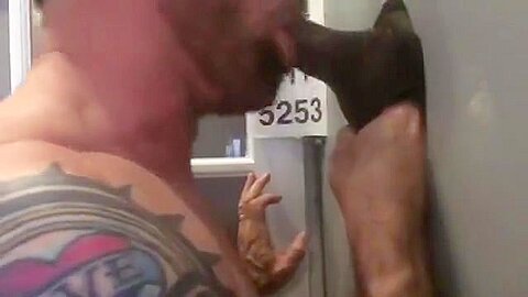 Muscle Stud Sucks 2 Loads Out of BBC at Philly Gloryhole