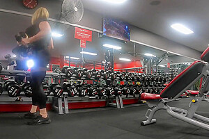 Muscled Sissy Working Out Crazy Public Gym Exposure Cumshot
