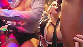 Naked babes dancing and fucking in club