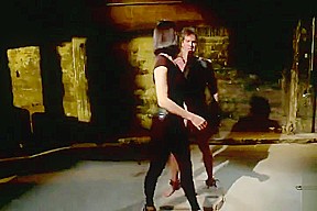 Naked guy is falls under the dependence of female domination