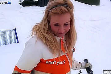 Nathaly Cherie - Flashing Double-ds While She Skis