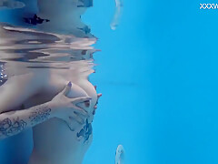 Nude Swimming In The Pool Babe With Tattoos - Mimi Cica