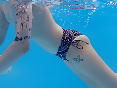 Nude Swimming In The Pool Babe With Tattoos - Mimi Cica