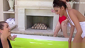 Oil Wrestling Ends In Lesbian Sex