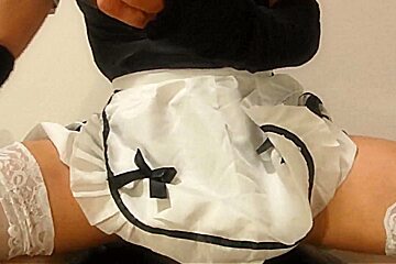 Ossan Maid dress Fake Pussy with Mashine