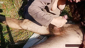 Outdoor Blowjob By Milf Ends With Handjob Squeezing Out Every Last Drop (slow Motion Cumshot)