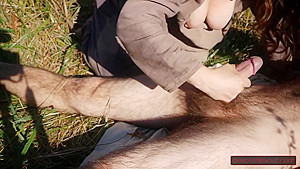 Outdoor Blowjob By Milf Ends With Handjob Squeezing Out Every Last Drop (slow Motion Cumshot)
