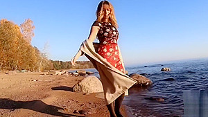 Outdoor Blowjob and Cum in Mouth! - Sweet teen 18+ Doing Blowjob on the Beach 