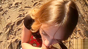 Outdoor Blowjob and Cum in Mouth! - Sweet teen 18+ Doing Blowjob on the Beach 