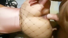 POV doggystyle fucked in fishnet tights