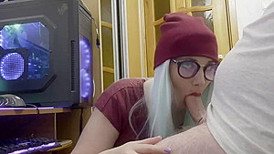 Passionate home evening blowjob with cum in your mouth!