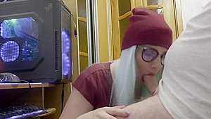 Passionate home evening blowjob with cum in your mouth!
