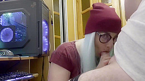 Passionate home evening blowjob with cum in your mouth!