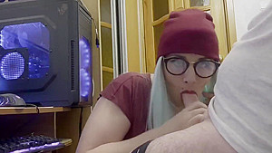 Passionate home evening blowjob with cum in your mouth!