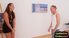 Pegging CFNM babe toys BF in femdom 3some with dildo