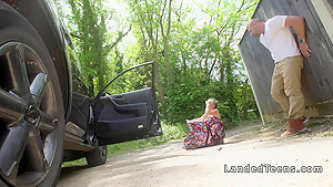 Petite busty Russian teen 18+ bangs her drive