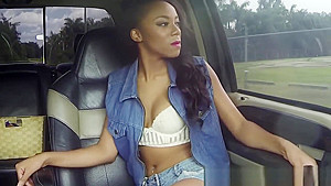 Pickedup ebony teen 18+ fucked for a free ride