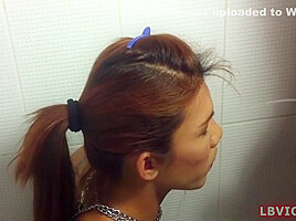 Pissed On Ladyboy Slut Mint Gives Blowjob