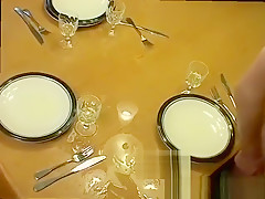 Pissing twinks set the table