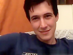 Pretty amateur guy wanks his hairy dick after an interview