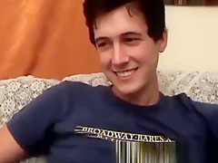 Pretty amateur guy wanks his hairy dick after an interview