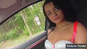 Pretty teen 18+ hitchhikes and public fucking in countryside