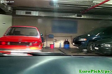 Pulled european newbie pussyfucked on car hood