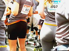 Really cool girl with awesome round ass was roller skating