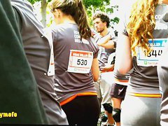 Really cool girl with awesome round ass was roller skating
