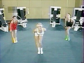 Russian aerobics with white crew socks and no shoe
