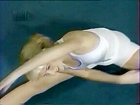 Russian aerobics with white crew socks and no shoe