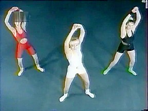 Russian aerobics with white crew socks and no shoe