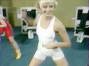 Russian aerobics with white crew socks and no shoe