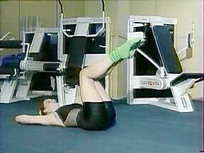 Russian aerobics with white crew socks and no shoe