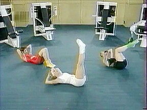 Russian aerobics with white crew socks and no shoe